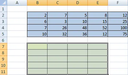 Matrix operations in Excel