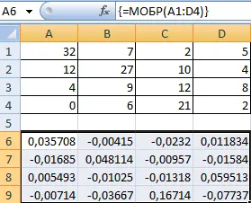 Matrix operations in Excel