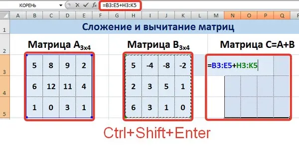 Matrix operations in Excel