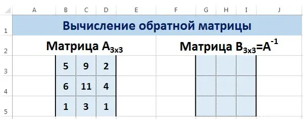 Matrix operations in Excel