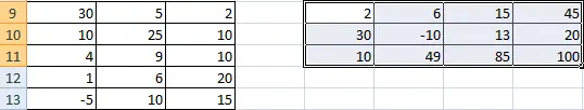 Matrix operations in Excel