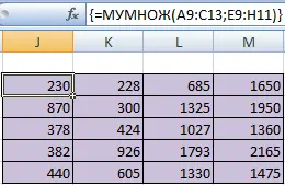 Matrix operations in Excel