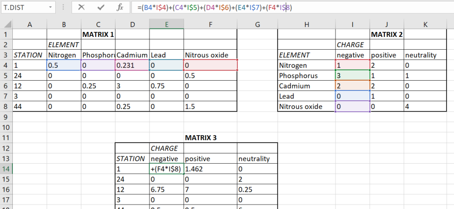 Амалиётҳои матритсавӣ дар Excel