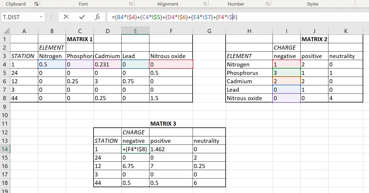 Matrix operations in Excel