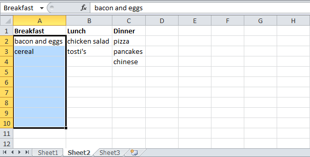 Meal Planner in Excel