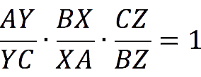 Menelaus theorem: formulation and example with solution