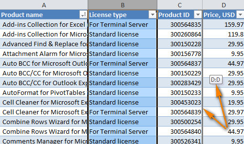 Mouse dragging and other ways to reposition columns in Excel