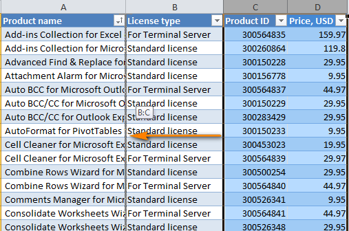 Mouse dragging and other ways to reposition columns in Excel