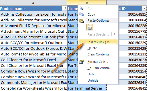 Mouse dragging and other ways to reposition columns in Excel