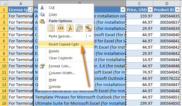 Mouse dragging and other ways to reposition columns in Excel