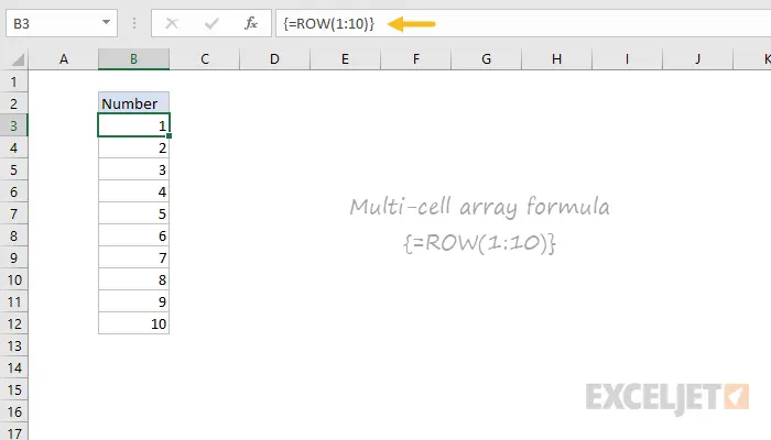 Multicell array formulas in Excel