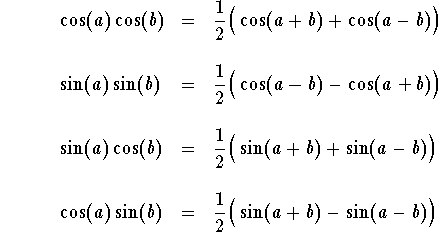 Miltiplikasyon fonksyon trigonometrik: fòmil