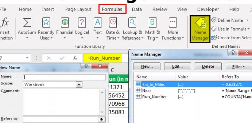 Name Manager in Excel &#8211; Tools and Features