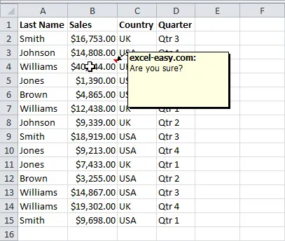 Notes in Excel