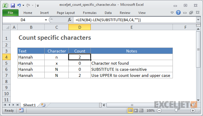 Number of characters in an Excel cell: counting formula and function