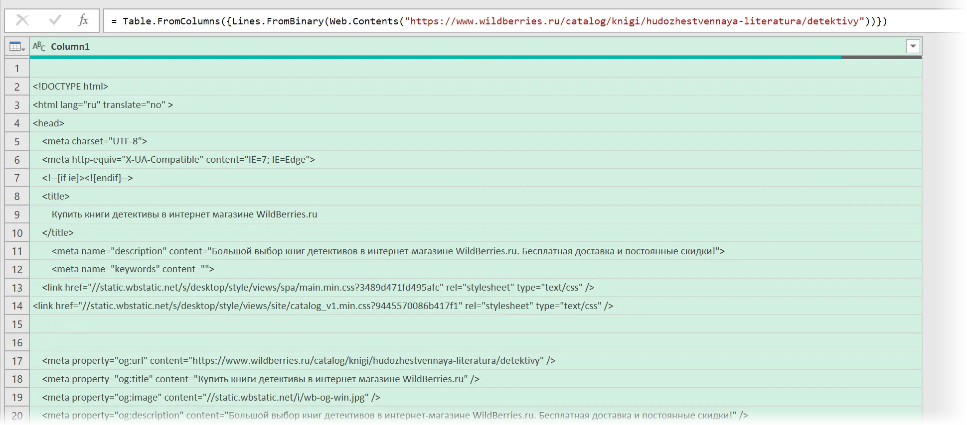 Parsing non-table data from websites