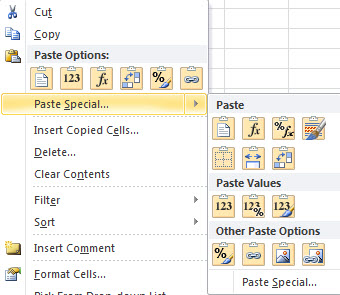 Paste Options in Excel