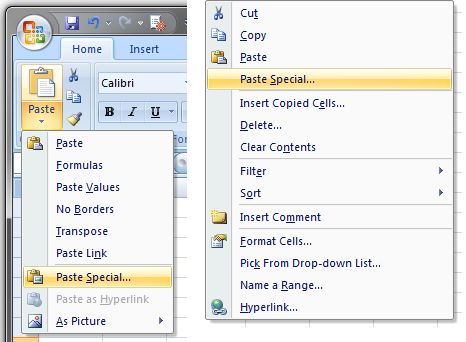 Paste Special in Excel: skip empty cells, transpose and remove links