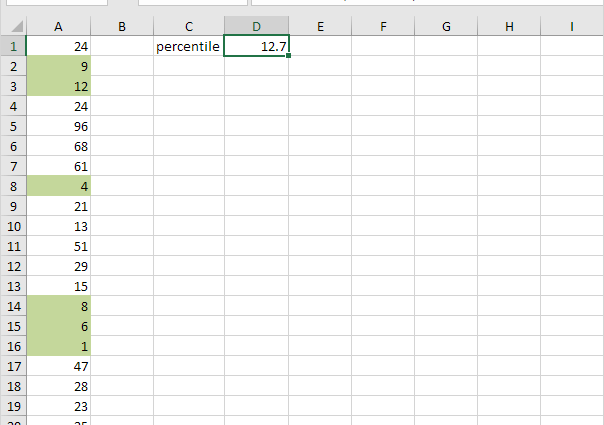 PERCENTILE and QUARTILE in Excel