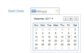 Popup calendar