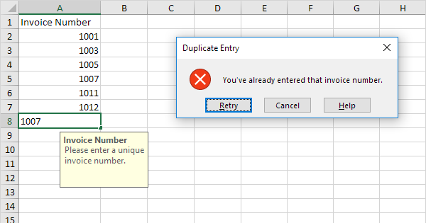 Prevent Duplicate Records in Excel