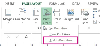 Print area in Excel