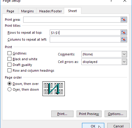 Print Headings in Excel