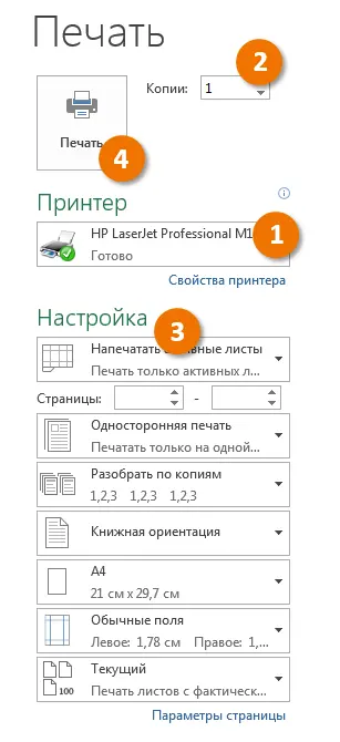 Print panel in Microsoft Excel