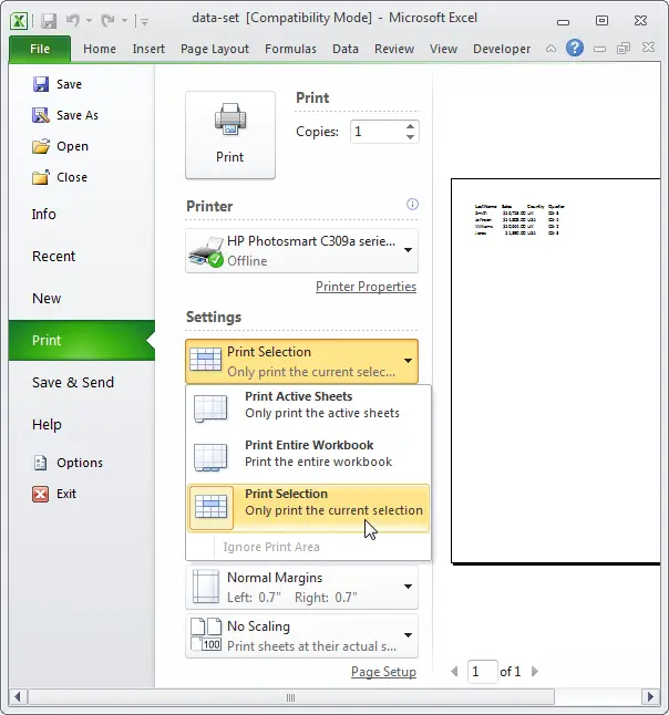 Print to Excel