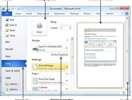 Printing MS Word Documents