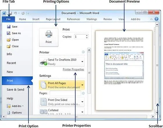 Printing MS Word Documents