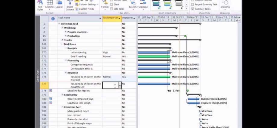 Project Gantt Chart Using Conditional Formatting