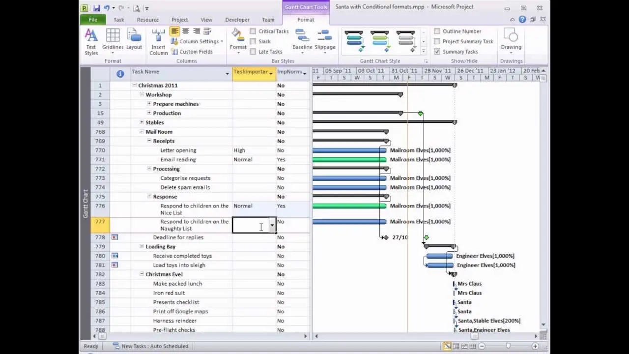 Project Gantt Chart Using Conditional Formatting