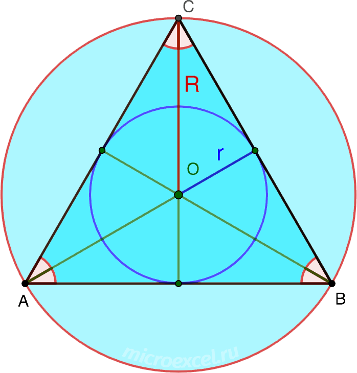 Properties of an equilateral triangle: theory and example of a problem