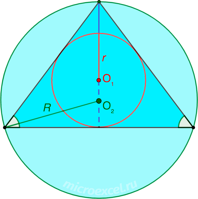 Properties of an isosceles triangle: theory and problem