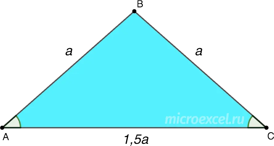 Properties of an isosceles triangle: theory and problem