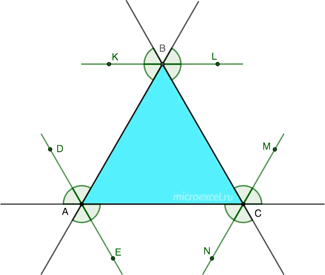 Properties of the bisector of an equilateral triangle