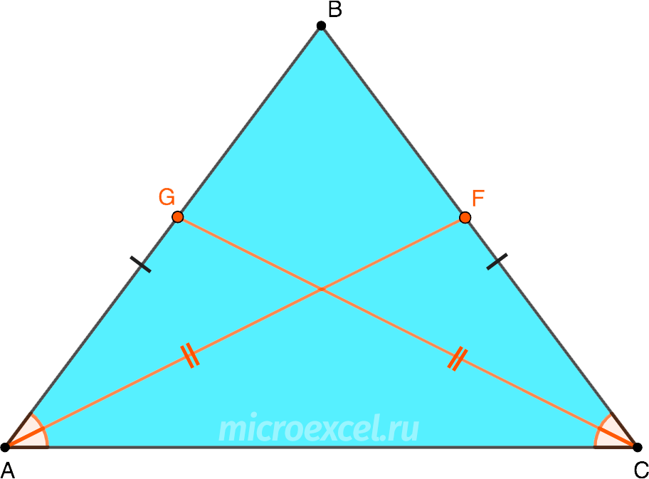 Properties of the bisector of an isosceles triangle