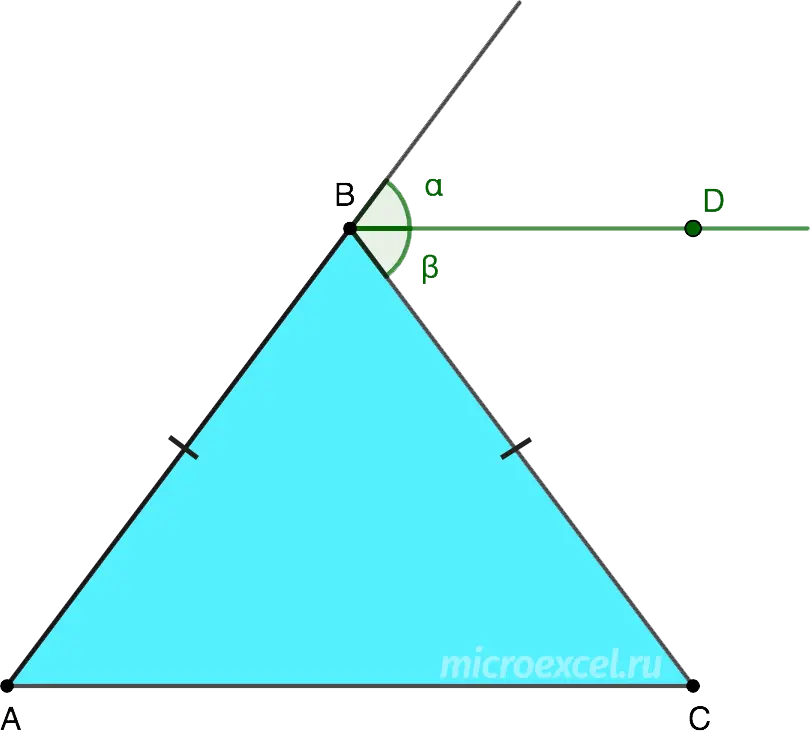 Properties of the bisector of an isosceles triangle