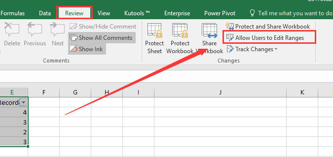 Ka ilaalinta unugyada isbeddelada Excel