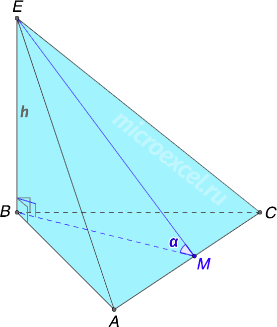 Pyramid with a side edge perpendicular to the base plane