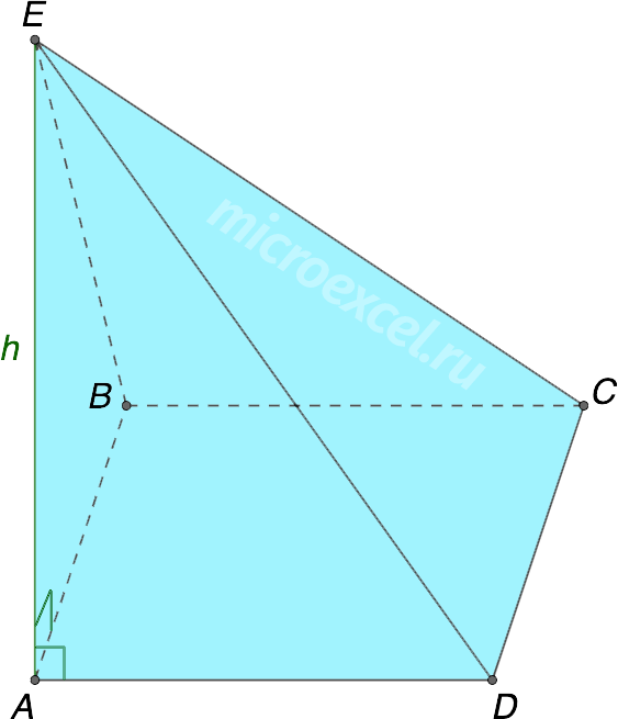 Pyramid with a side edge perpendicular to the base plane