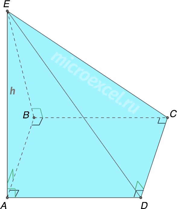 Pyramid with a side edge perpendicular to the base plane