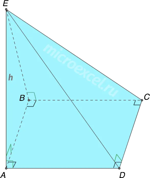 Pyramid with a side edge perpendicular to the base plane