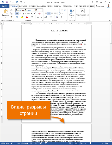 Quick Access Toolbar, ruler and document view modes in Word
