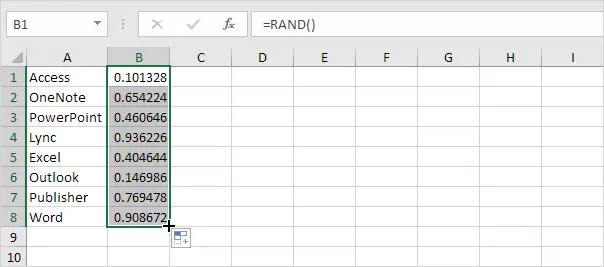 Random List in Excel