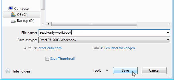 Read-only Excel workbook