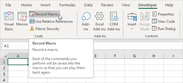 Recording a Macro in Excel