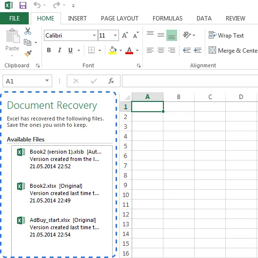 Recovering an Unsaved Excel File