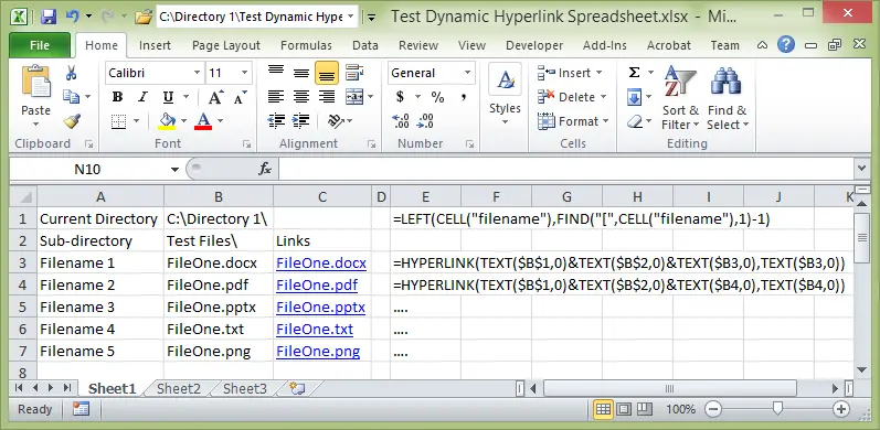 Relative links in Excel